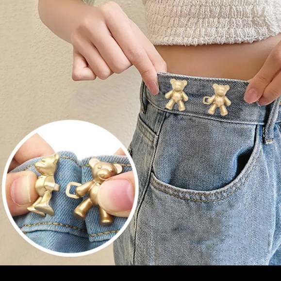 Cute Bear Button Pins For Jeans, Instant Pant Waist Tightener - Picture 3 of 6